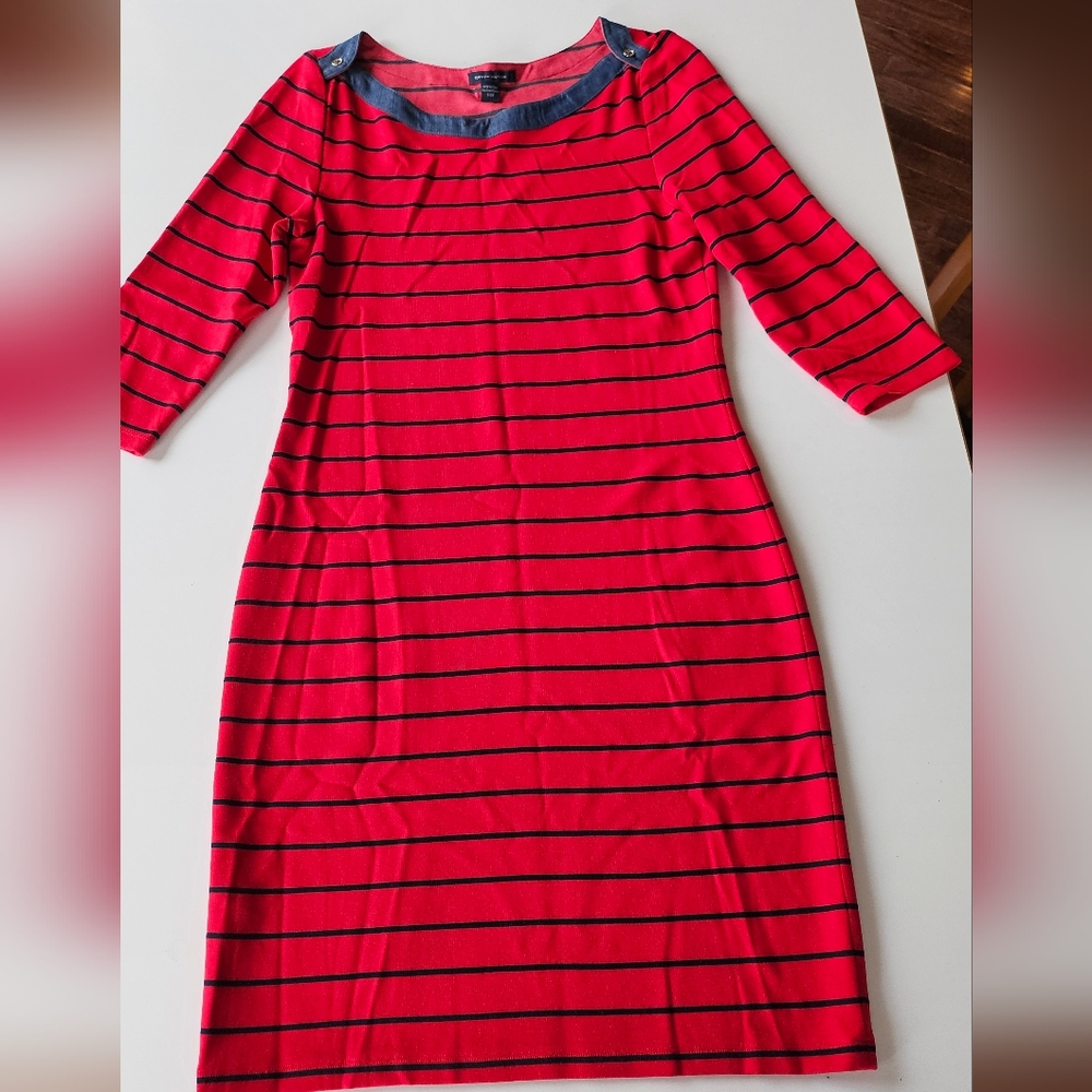 Tommy Hilfiger Red Striped Cotton Dress